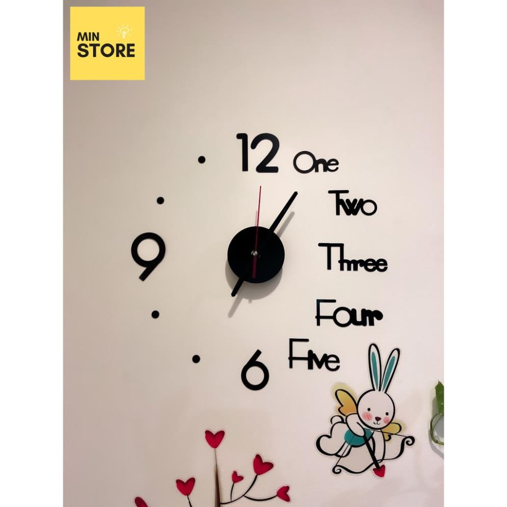 Đồng hồ trang trí dán tường 3D phong cách châu Âu độc đáo, Máy kim trôi êm ái