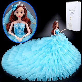 Búp Bê Cô Dâu Xòe Tầng Xanh Có Hộp Tặng Phụ Kiện 08 Món + 3 Váy Ngắn