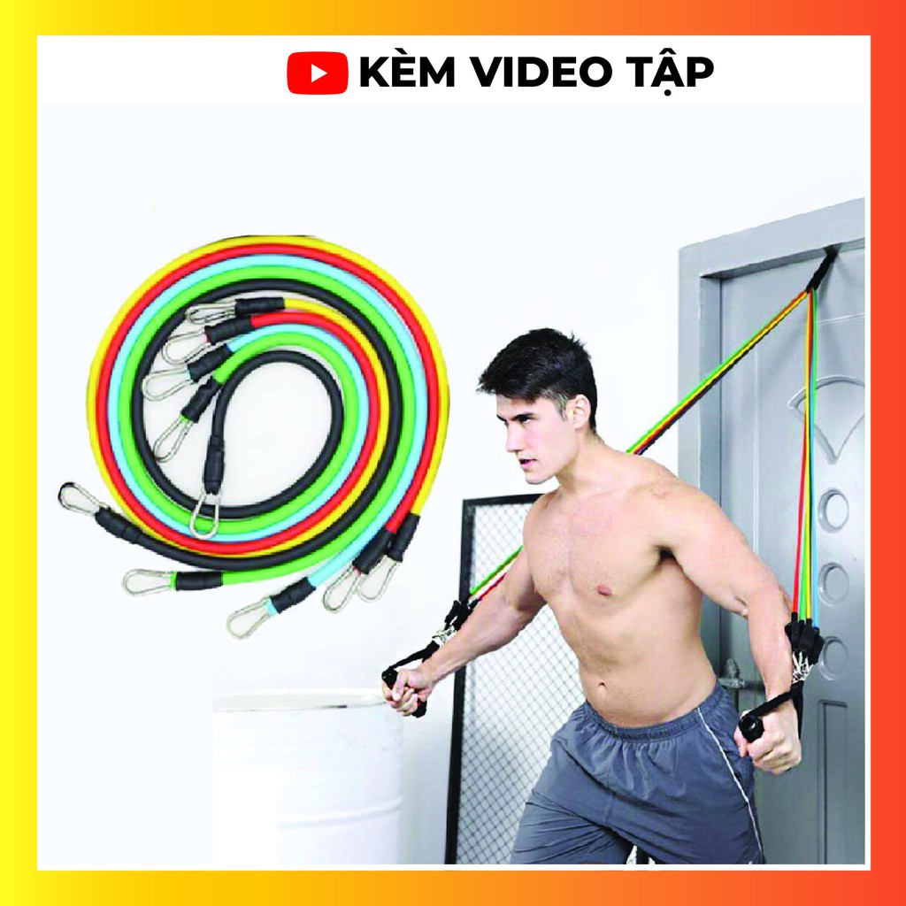 Dây kháng lực ngũ sắc tập gym đa năng tập tay dụng cụ tập gym tại nhà cho nam nữ Power Fitness A1004