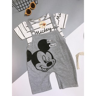 Set yếm mickey xám cho bé