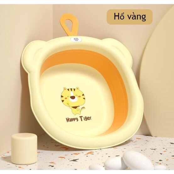 Chậu rửa mặt gấp gọn hình hổ cho bé có móc treo