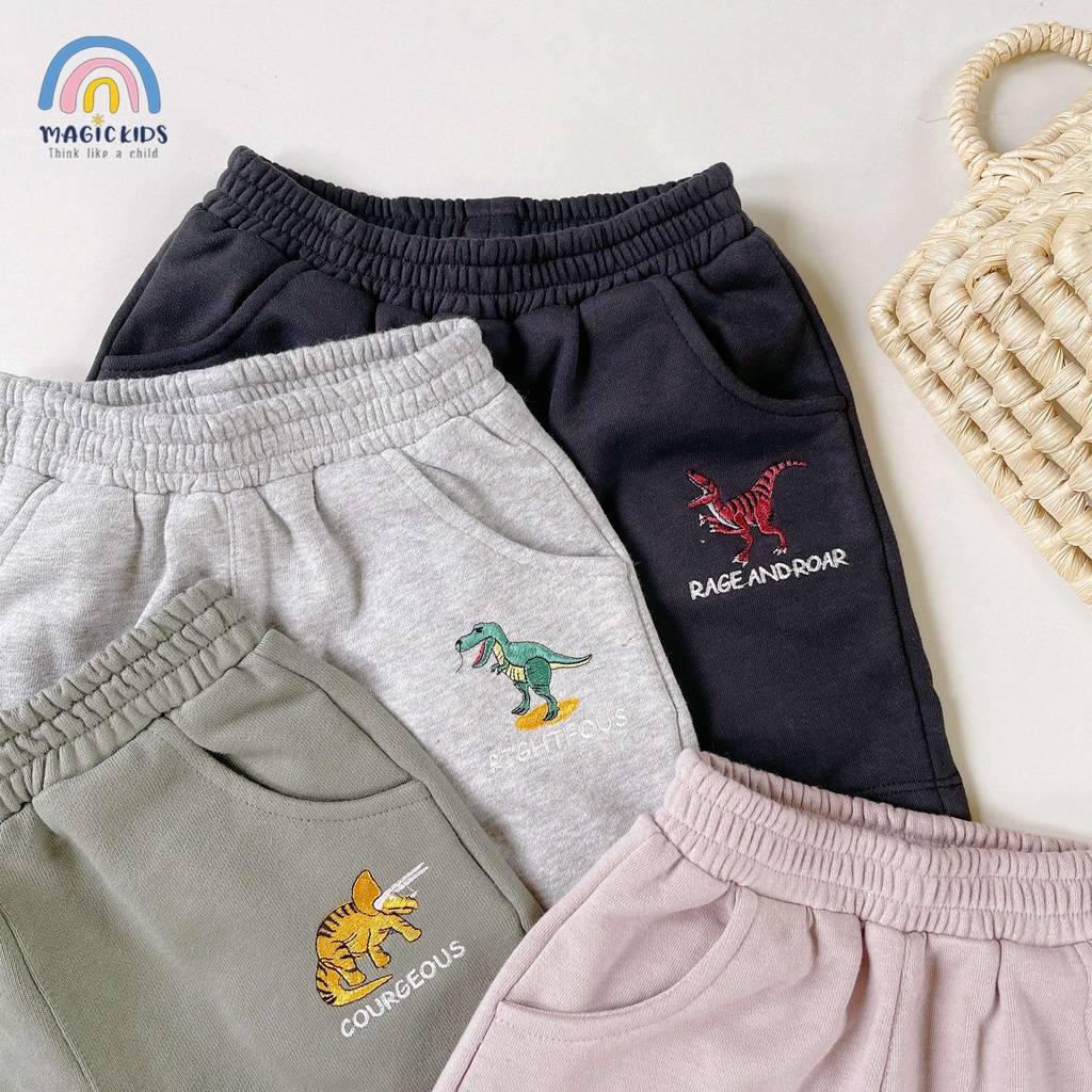 Quần short đùi ngắn trẻ em thêu khủng long cho bé trai đi chơi đi học Magickids Quần áo trẻ em thoáng mát QĐ22009