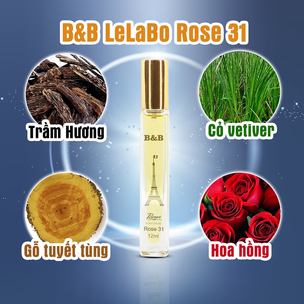 Tinh dầu nước hoa nữ B&amp;B By Rose 31 EDP 12 ml lưu hương lâu quyến rũ phong cách Pháp