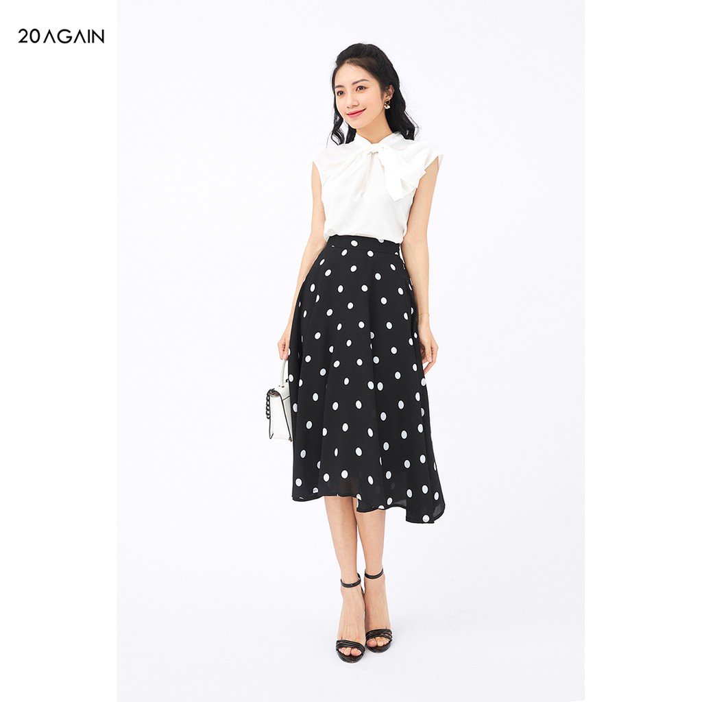 [Mã WABRAG30 giảm 12% đơn 99K] Áo sơ mi voan gân 20Again điểm nhấn cổ nơ điệu đà, nữ tính ASA1089