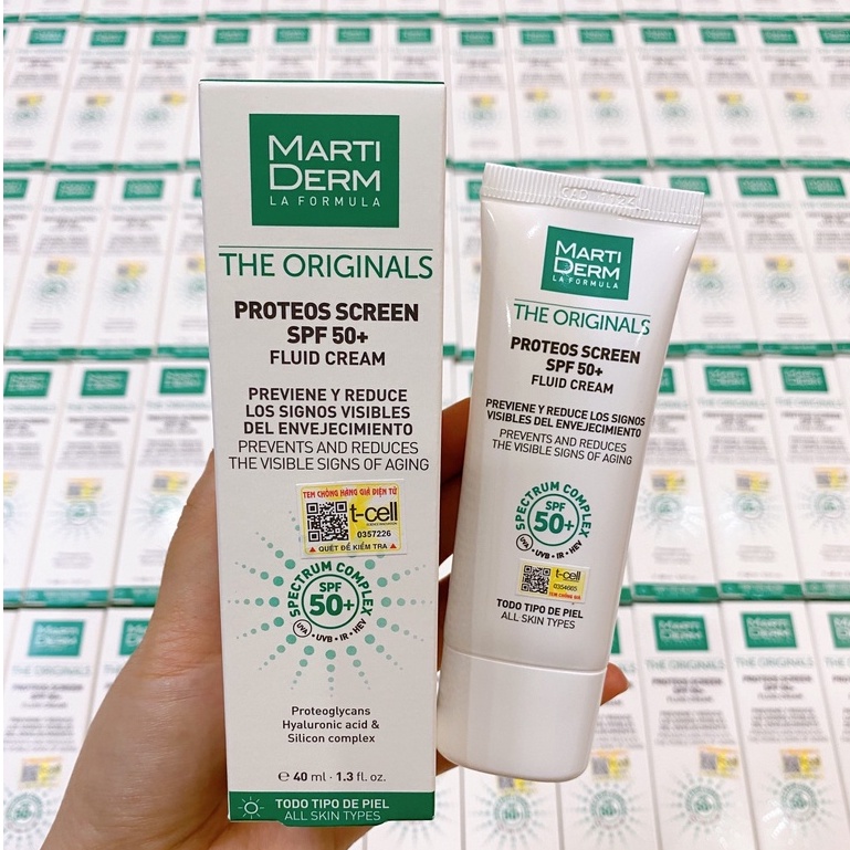 Kem Chống Nắng Phổ Rộng Cho Da Dầu, Mụn, Nám Và Tăng Sắc Tố MartiDerm The Proteos Screen SPF50+ 40ml