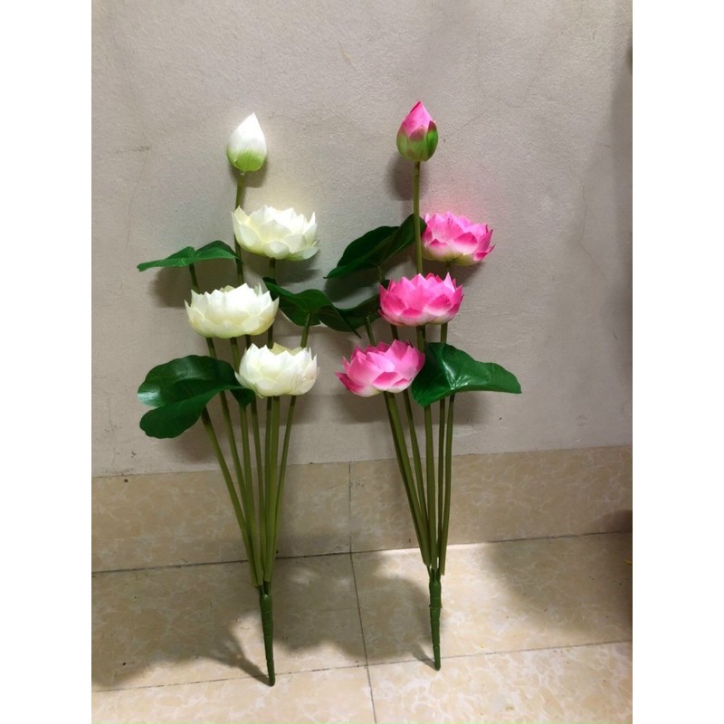 Cành sen cỡ lớn 3 hoa,1 nụ, dài 72cm hàng thái loại sịni