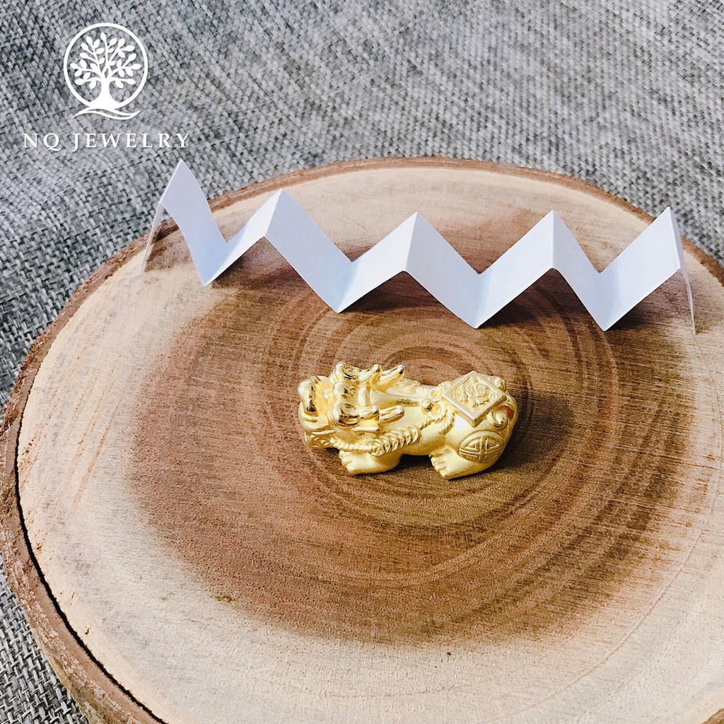 Charm bạc tỳ hưu mạ vàng xỏ ngang - NQ Jewelry