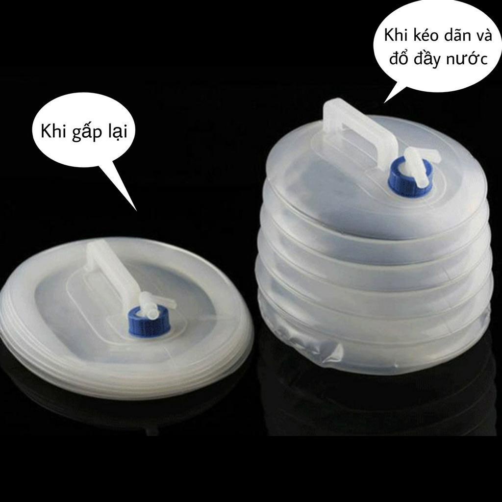 Bình đựng nước di động/ Can đựng nước có vòi, có thể gấp gọn dùng cho du lịch, picnic, cắm trại bằng nhựa PE an toàn cho