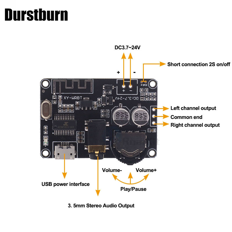 Bộ mạch giải mã âm thanh thu âm không dây kết nối Bluetooth 5.0 3.5MM XY-WRBT DC 3.7-24V