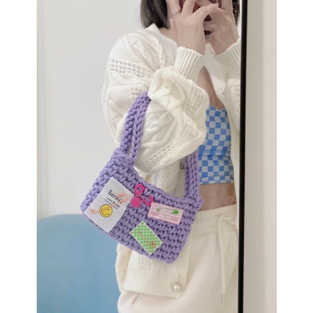 Túi xách đeo vai móc len sợi - Crochet bag