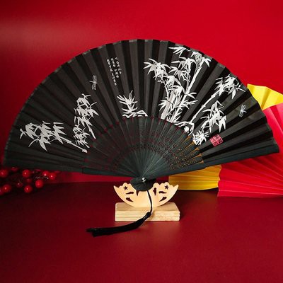 ( nhiều mẫu ) Quạt cổ trang dây tuyến xếp nan trúc cầm tay gập gọn phong cách cosplay cổ đại Trung Quốc mẫu mới