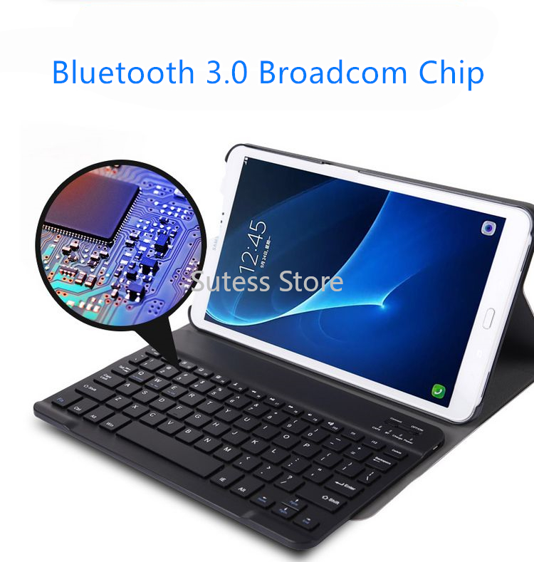 Bao Da Pu Máy Tính Bảng Nắp Lật Nam Châm Kiêm Bàn Phím Bluetooth Cho Samsung Galaxy Tab A 10.5 2018 / T595 / T590 Ốp