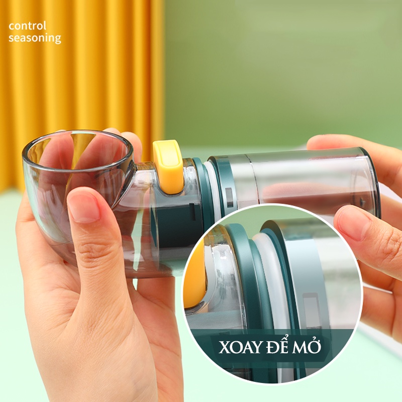Set 2 hũ đựng gia vị hình ống nước độc đáo nút nhấn kiểm soát lượng gia vị khi nấu ăn