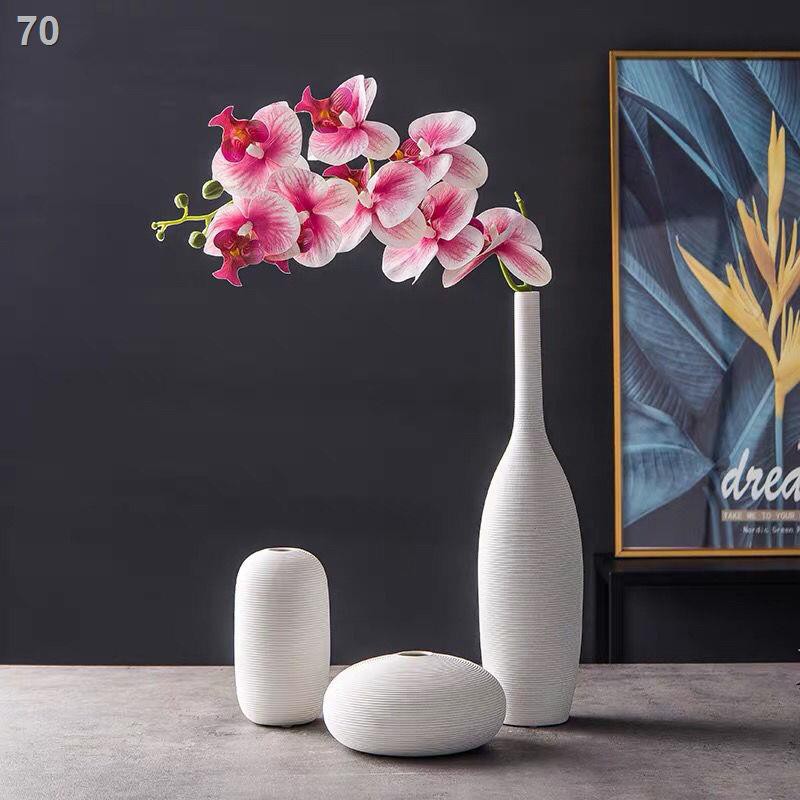 Bình gốm phong cách Bắc Âu trang trí phòng khách cao cấp Bộ ba chiếc hiện đại đơn giản cắm hoa khôM