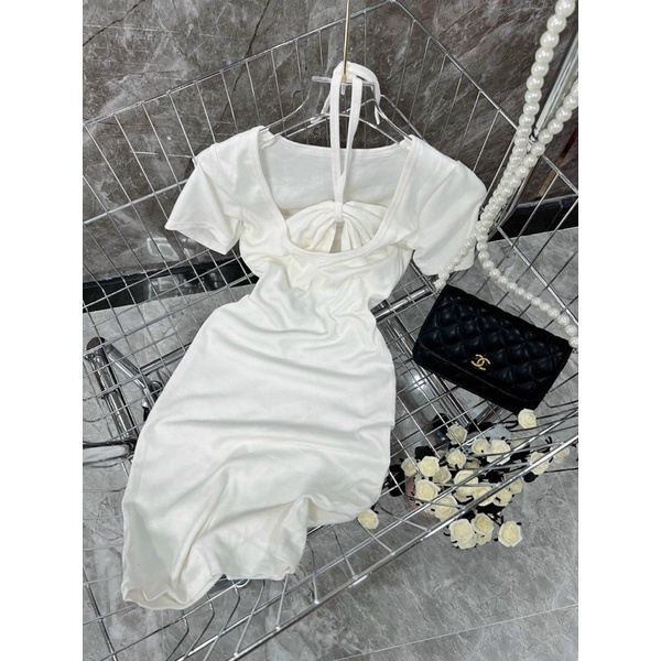 ĐẦM BODY TAY NGẮN DÂY RÚT NGỰC SEXY CHẤT DÀY XỊN