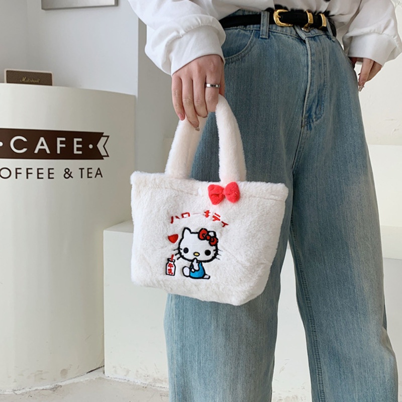 Túi Đeo Vai/Xách Tay Bằng Vải Lông Thêu Họa Tiết Dễ Thương Thời Trang Đường Phố Dùng Khi Chụp Ảnh