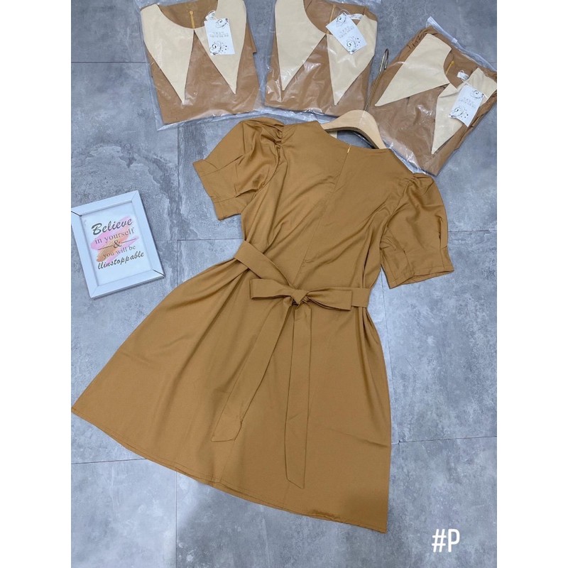 [Mã FAGREEN1505 giảm tới 30K đơn 99K] Váy nâu thời trang mix cổ vạt dễ thương⚡️Ảnh thật | BigBuy360 - bigbuy360.vn