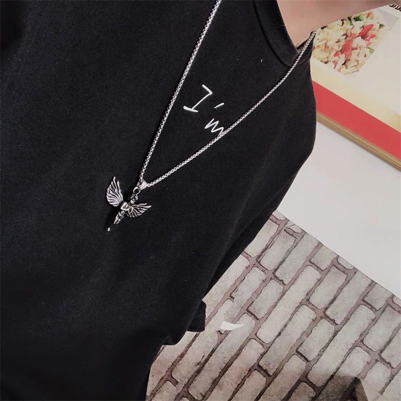 Vòng Cổ Nam Nữ 1239255Dây Chuyền Mặt Hình Thiên Thần Phong Cách Hip Hop Retro