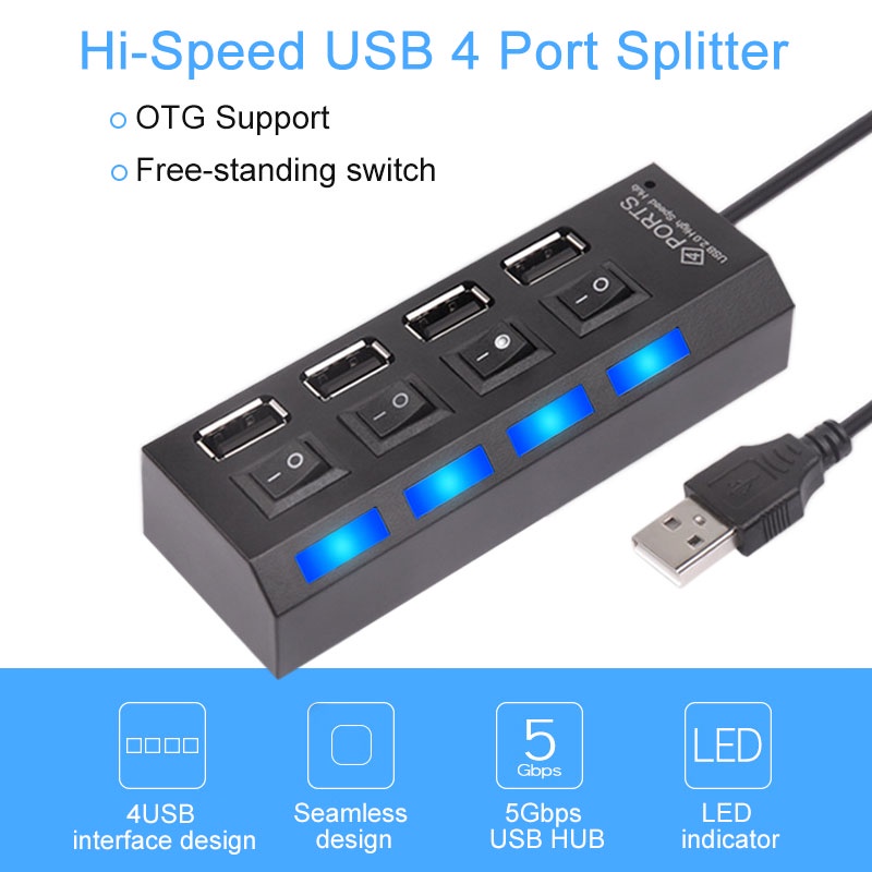 BỘ CHIA 4 VÀ 7 CỔNG USB HUB 2.0 CÓ CÔNG TẮC