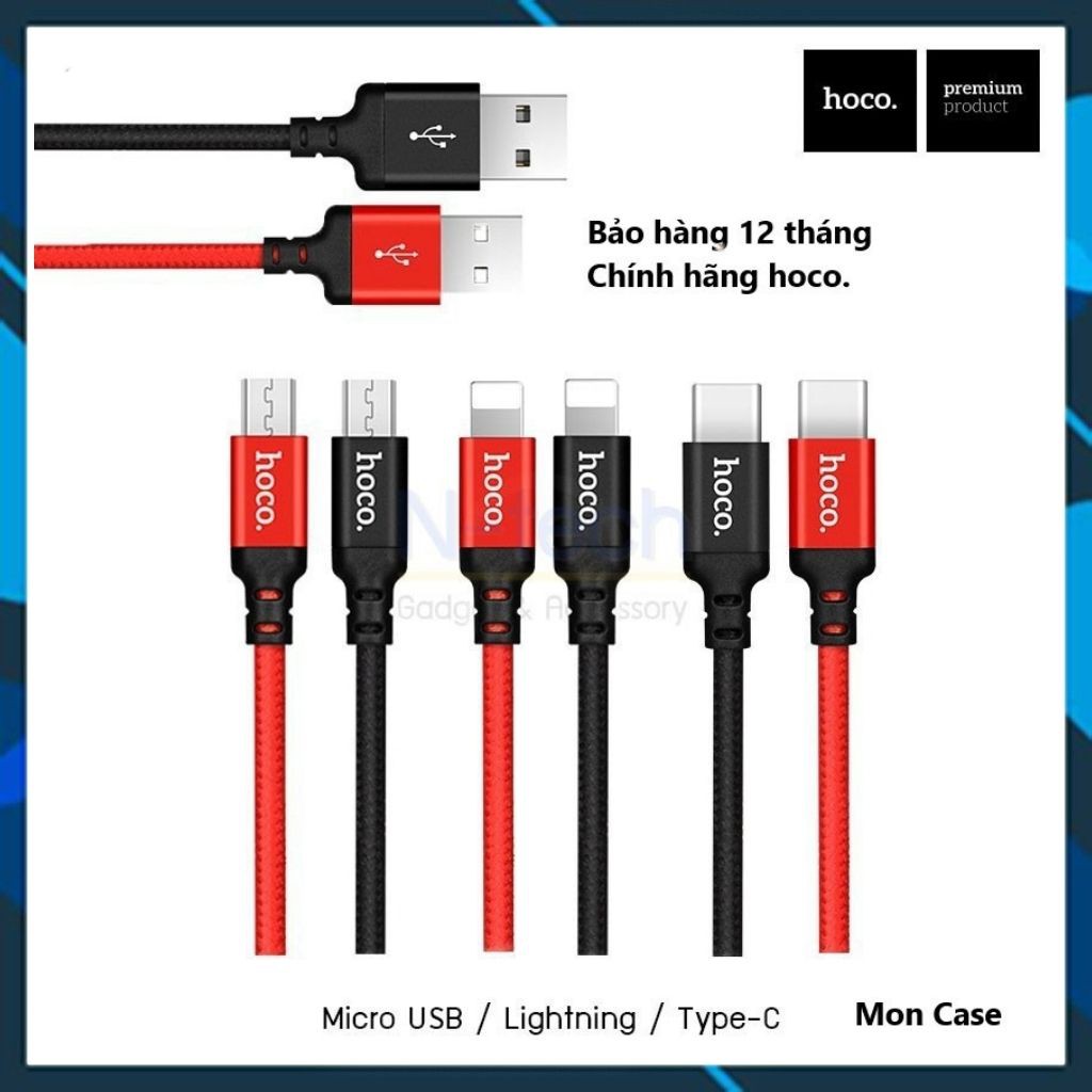 DÂY CÁP SẠC HOCO X14 CHÂN IPHONE IPAD / MICRO / Type C DÀI 1M~ 2M có sẵn tại Hạ Long