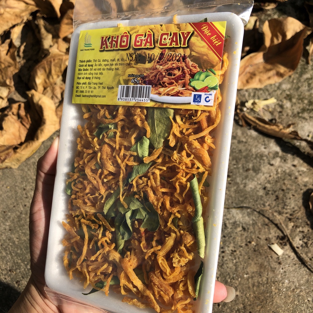 Khô gà cay lá chanh (khay 65g) làm từ 100% ức gà và các gia vị tẩm ướp Ăn Vặt IMINT FOOD | BigBuy360 - bigbuy360.vn