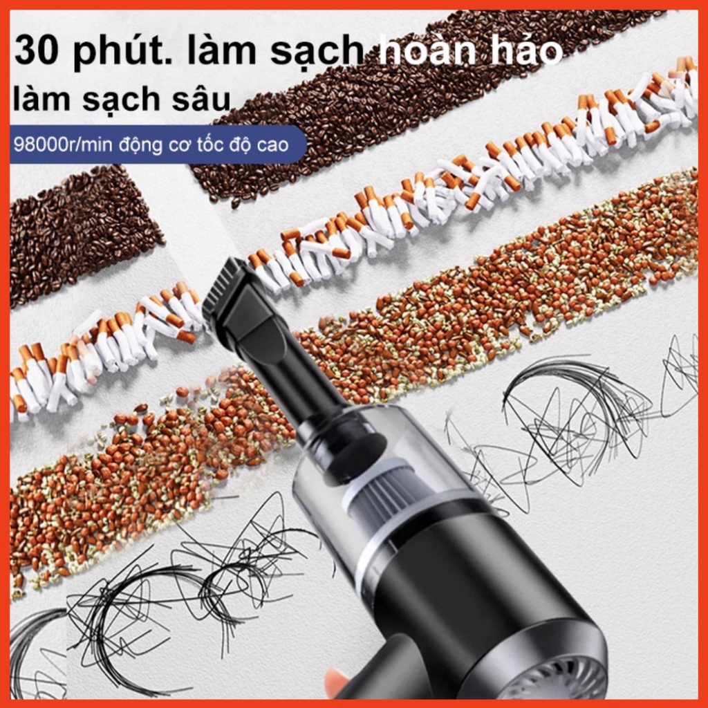 Máy hút bụi ô tô không dây có thể sạc lại máy - máy hút bụi mini cầm tay cho gia đình công suất cao 9000Pa