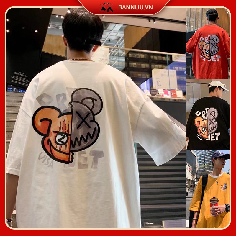 cotton ifashion Áo thun simple anime phong cách Hàn Quốc unisex áo thun nam  áo phông rộng oversize áo thun kiểu nữ streetwear đen      trắng áo thun thể thao &quot;retro áo thun tay lỡ
