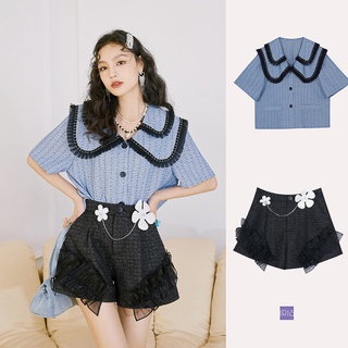 「Hàng sẵn Original design」Iris Boutique 22/SS IS2251259 22/SS fall in love shirt - Love's tongue short Áo sơ mi nữ thời