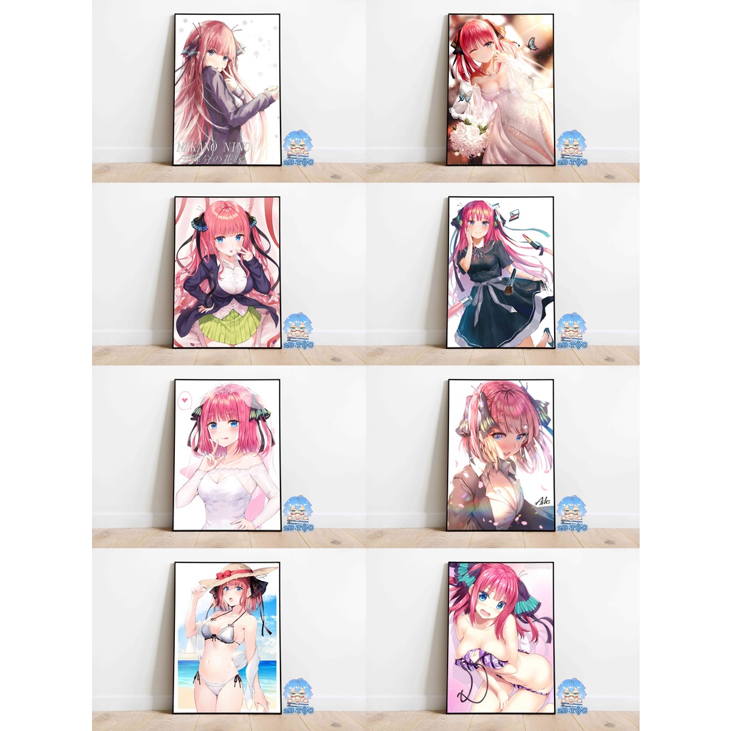 TRANH POSTER A3 NAKANO NINO (1) ANIME NHÀ CÓ 5 NÀNG DÂU CHẤT LIỆU GIẤY CAO CẤP - 2D TỘC SHOP