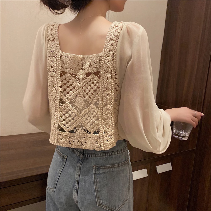 [Hàng Quảng Châu]SP102 Áo 2 dây croptop lưới đi biển, mix váy áo