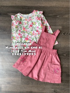 Set váy yếm hoa hồng