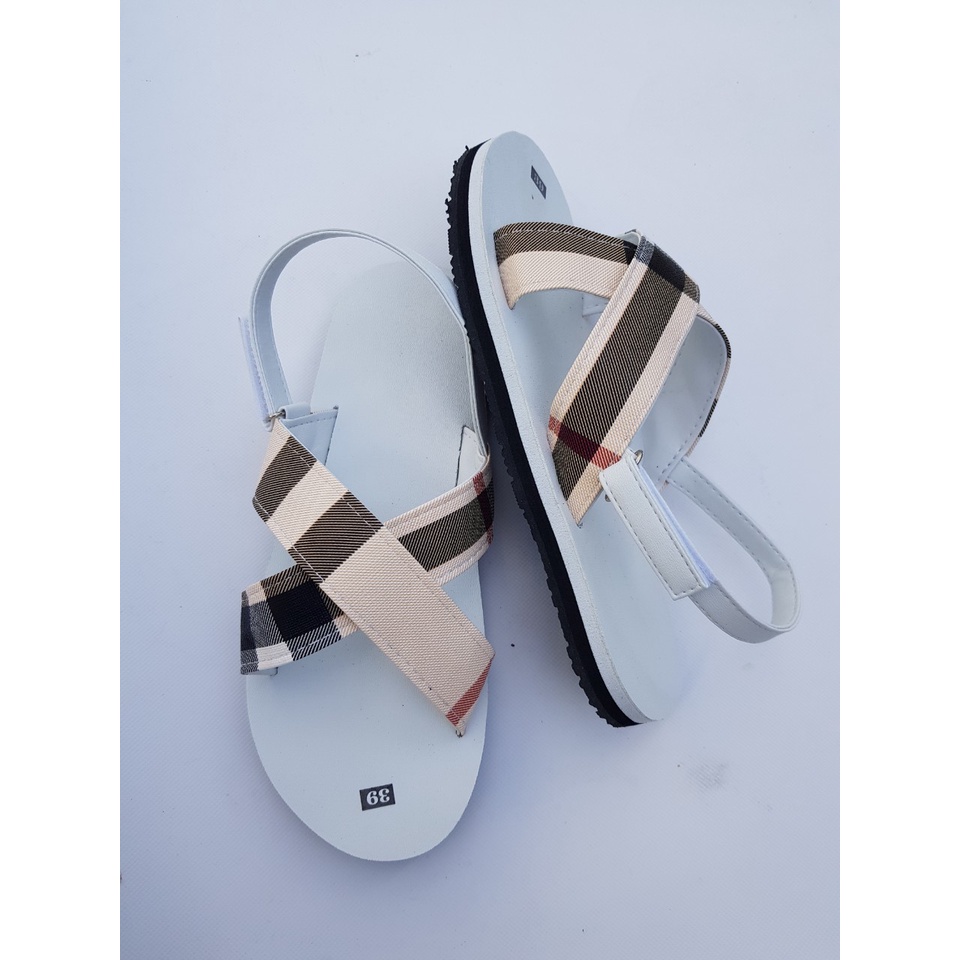 Sandanl đồng nai sandal quai chéo nữ đế trắng quai sọc vàng size từ 35 nữ đến 41 nữ