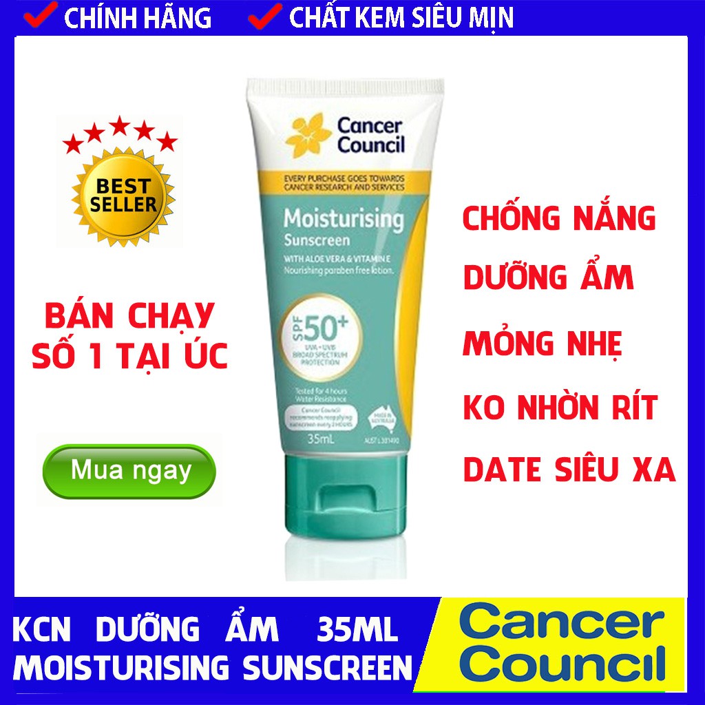 [CHÍNH HÃNG] Kem chống nắng dưỡng ẩm Cancer Council Moisturising-sunscreen MINI 35ml SPF50/PA++++