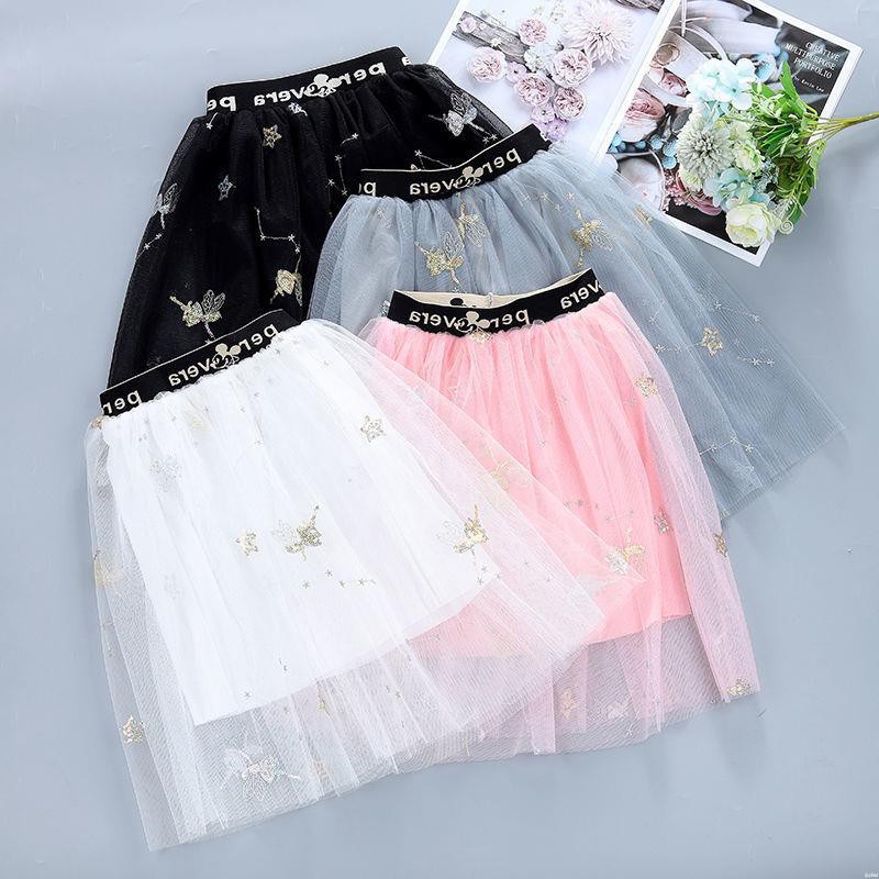 Chân váy chữ A phối lưới thời trang cho bé gái