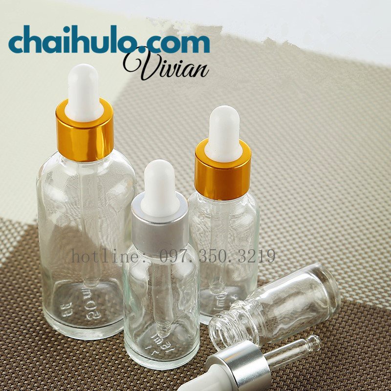 10ml - Chai lọ đựng tinh dầu, chai serum, lọ thuỷ tinh trong suốt nắp bóp ống thuỷ tinh