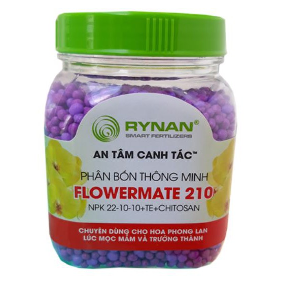 RYNAN FLOWERMATE 210 hũ 150gr - NPK 22-10-10+CHITOSAN dùng vào giai đoạn cây sau ra hoa, giúp dưỡng cây, nuôi mầm mới