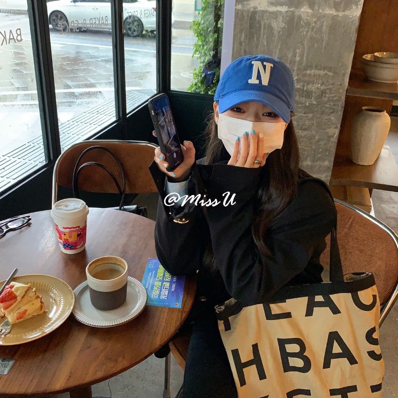 Mũ Lưỡi Trai Mềm Mại Họa Tiết Chữ N Phong Cách Hàn Quốc