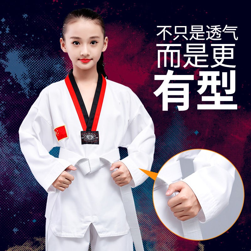 Bộ Quần Áo Tập Võ Taekwondo Tay Dài Chất Cotton Mềm Mại Dành Cho Người Lớn Và Trẻ Em