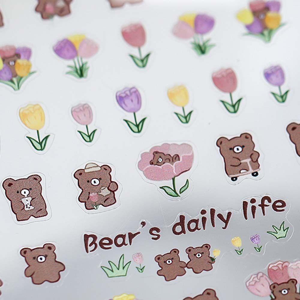 Miếng Dán Trang Trí Móng Tay Hình Hoa Tulip Hoạt Hình Siêu Mỏng