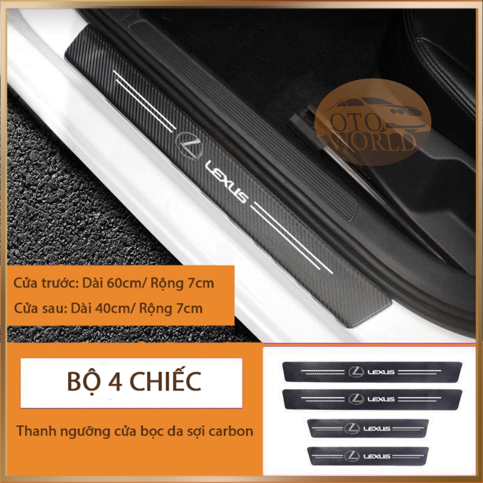 DÁN NẸP BƯỚC CHÂN CỬA Ô TÔ BẰNG CARBON CHỐNG XƯỚC, TRƠN TRƯỢT, MÀI MÒN, TĂNG TÍNH THẨM MỸ - BỘ 4 MIẾNG DÁN