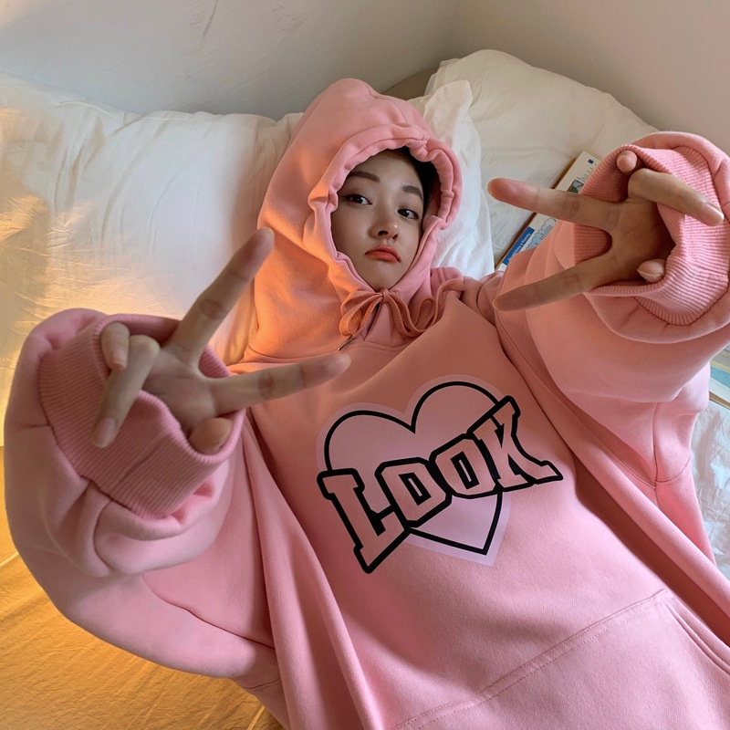 Áo hoodie trái tim LOOK cặp đôi nam nữ Unisex
