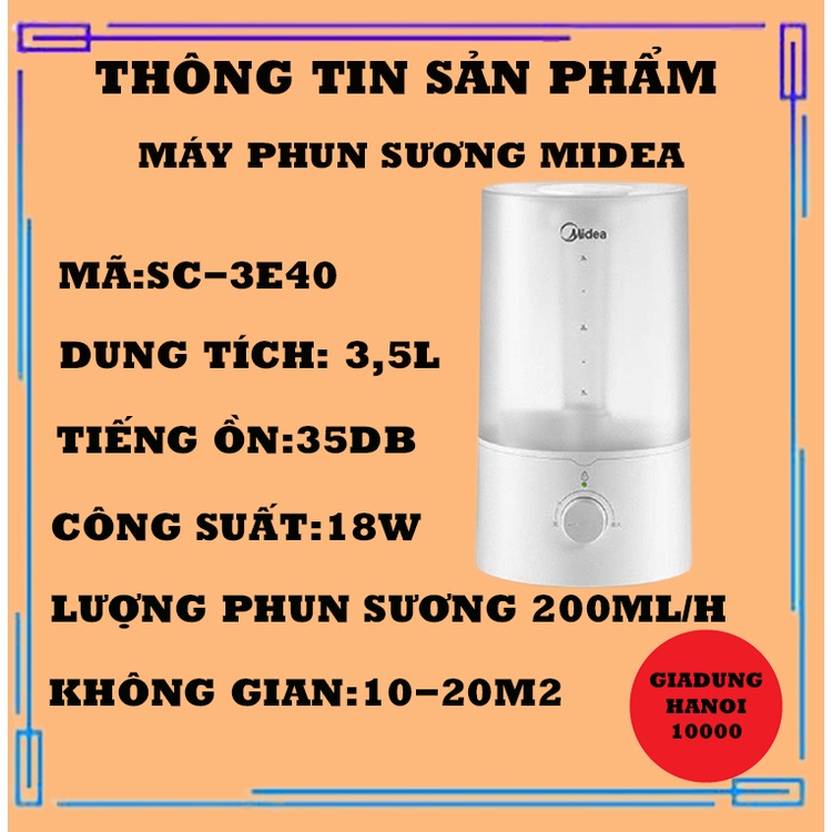 Máy Phun Sương Khuếch Tán Tinh Dầu Công Xuất Lớn HÀNG CHÍNH HÃNG MIDEA -3,5L