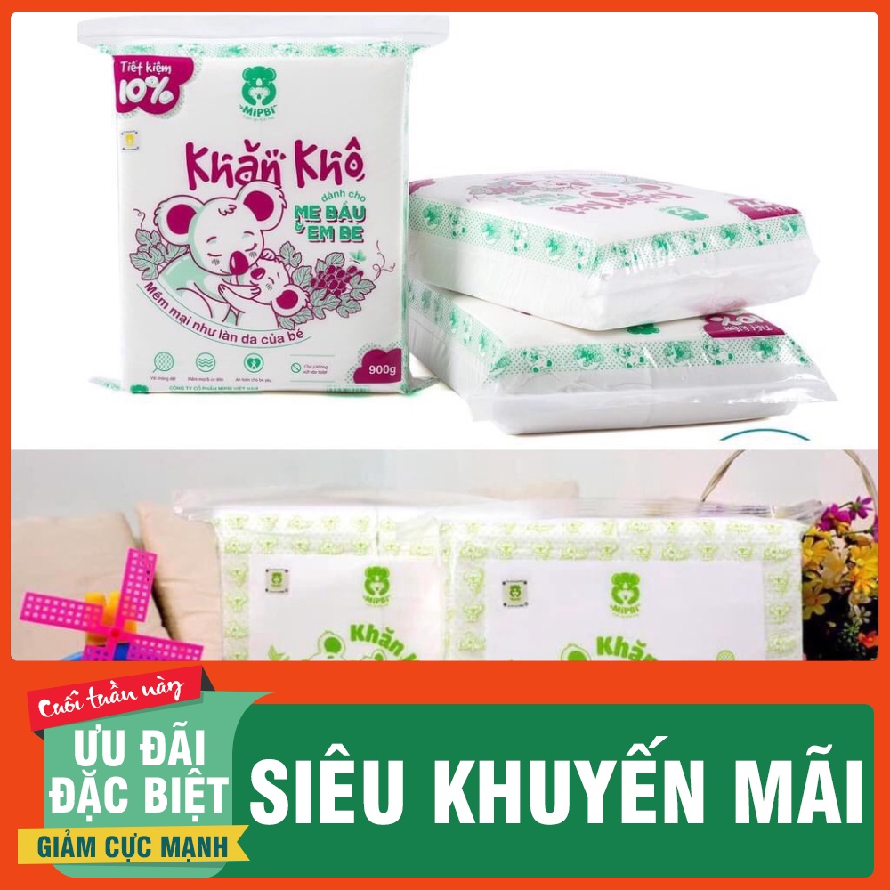 Khăn giấy khô đa năng Mipbi  260gr, 300gr và 600gr,900gr an toàn tuyệt đối cho trẻ