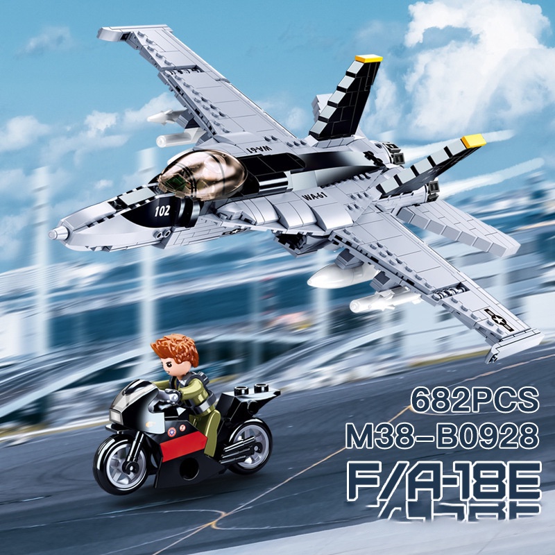 Đồ chơi Lắp Ráp Máy Bay Tiêm Kich F/A-18E, Sluban 0928 M38 Super Bumblebee, Xếp hình thông minh