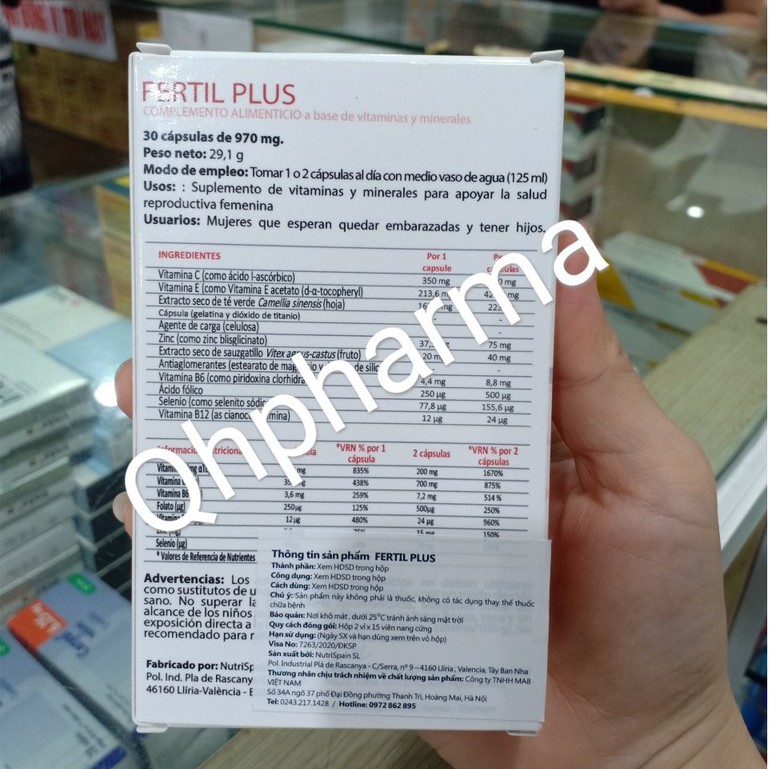 FERTIL PLUS hộp 30 viên hỗ trợ sức khỏe tăng khả năng thụ thai.