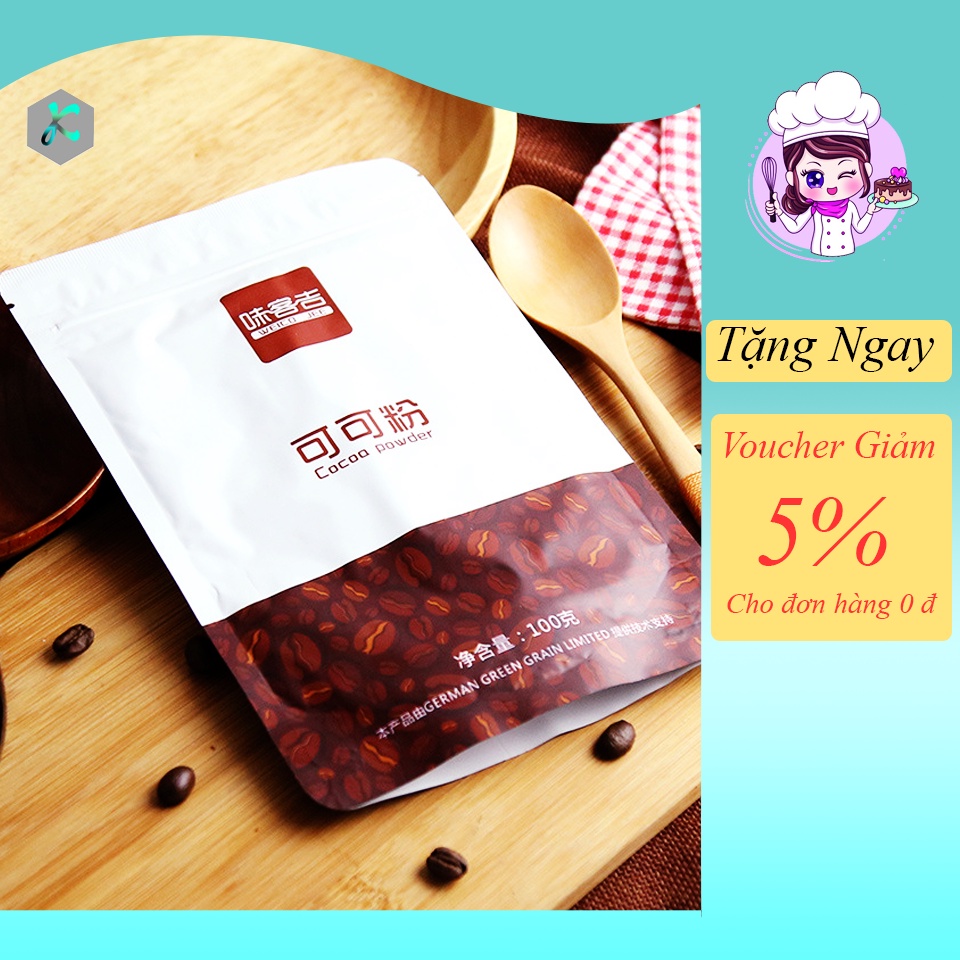 Cacao, Bột cacao WEICOJEE nguyên chất 100g, nguyên Liệu Làm Bánh