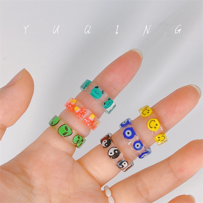[Bán Chạy] [Nhẫn Nhựa Resin Đơn Giản Hình Chú Ếch Vệ Tinh Chi Chi] [Nhẫn Siêu Mỏng Mịn Thanh Lịch] Trang Sức Đáng Yêu Cho Bạn Nữ]