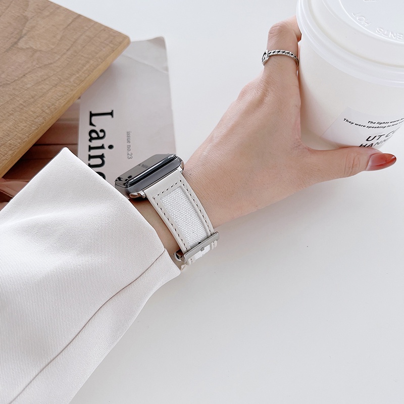 Dây Đeo Vải Canvas Đơn Giản Thời Trang Cho Đồng Hồ iWatch 38/42/40/44 MM