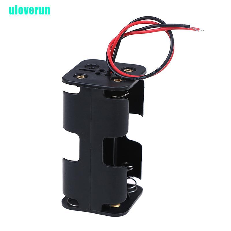 Uloverun Set 2 Khay Đựng Pin Bằng Nhựa Màu Đen Có Dây Cho 4 x AA