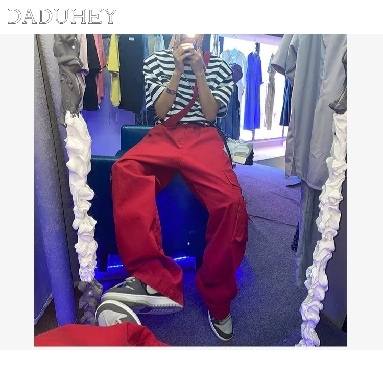 DaDuHey Men's And Women's 2022 Hong Kong Style Trendy Retro Straight Casual Pants Ins Summer Fashion and Handsome All-Match Loose Cargo Pants